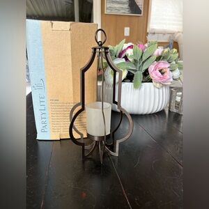 PartyLite Bronze Lantern with Frosted Glass